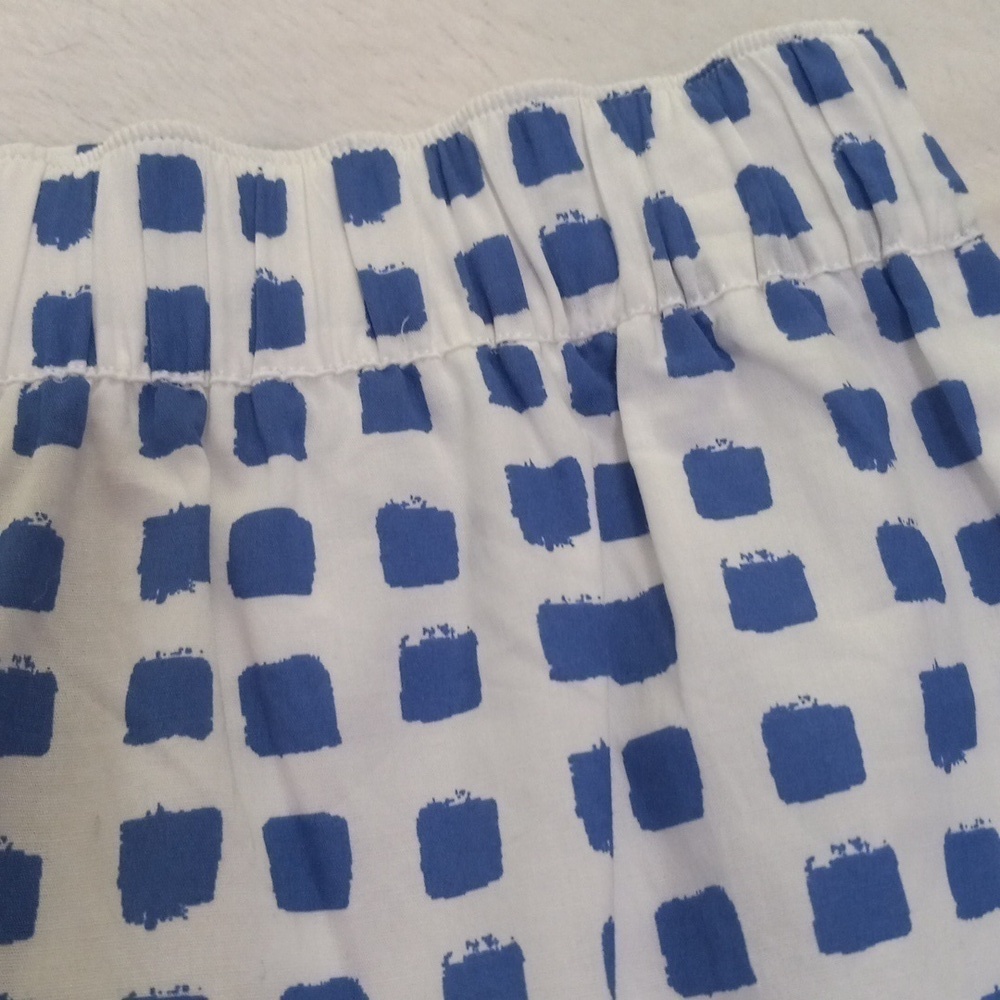 Vineyard Vines Painterly Grid Blue White Faux Wrap Ruffle Mini Skirt - Picture 4 of 15